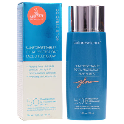 Total Protection Face Shield SPF 50 Glow – 1.8 Oz | Radiant, Hydrating Sun Defense