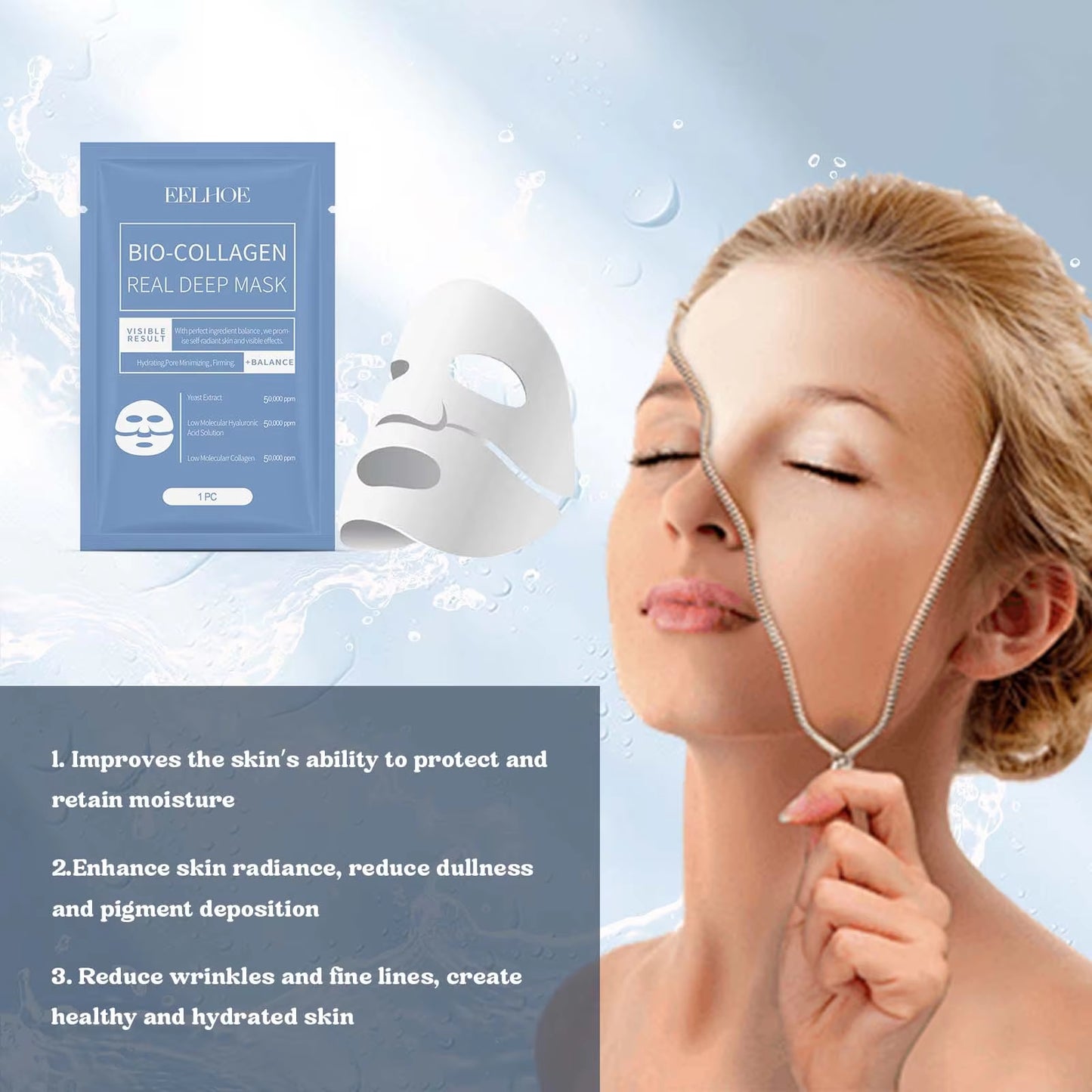 Bio Collagen Face Mask - Brightening, Firming, & Pore-Shrinking Moisturizer for Skin Barrier Repair