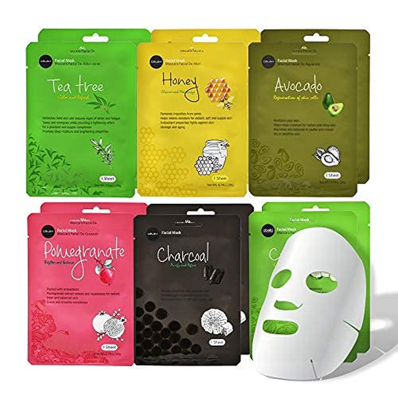 Essence Facial Mask Set |12-Pack of Hydrating Face Sheets (2 of Each) | Korean skin care for deep moisture and glowing skin.