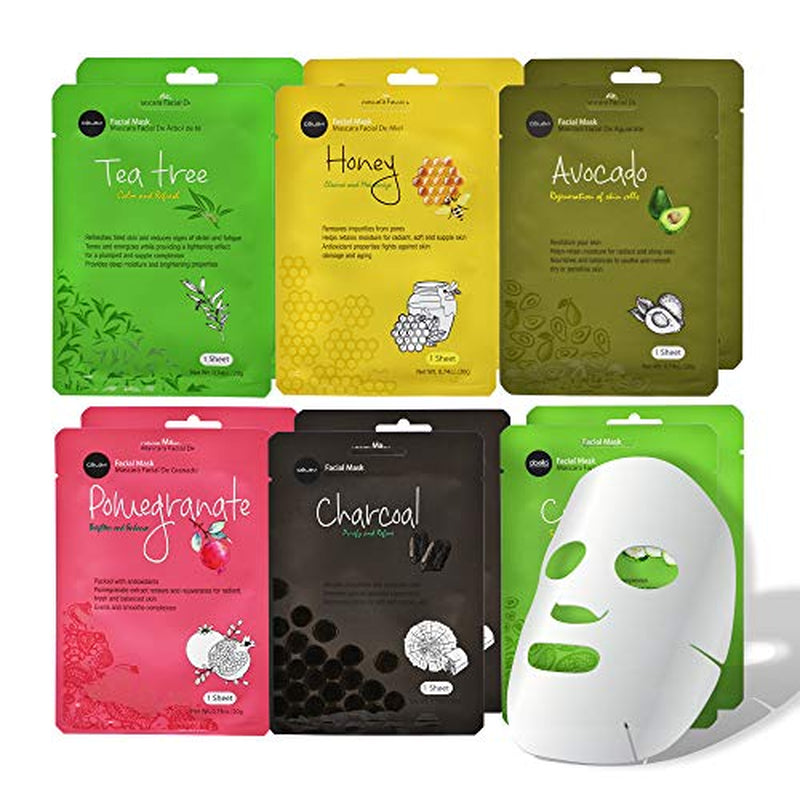 Essence Facial Mask Set |12-Pack of Hydrating Face Sheets (2 of Each) | Korean skin care for deep moisture and glowing skin.